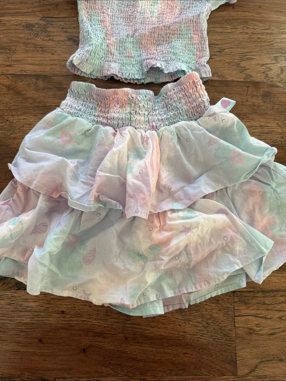 The Little Mermaid Tie-Dye Smocked Top & Ruffle Skirt Set Girls S (6/7)
